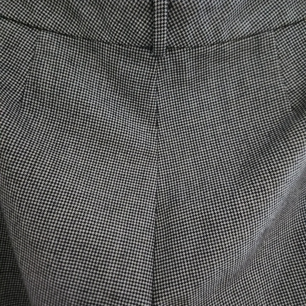 Lauren Ralph Lauren | Houndstooth Straight Leg Wool Leather Pants - Size 12 - Picture 9 of 14